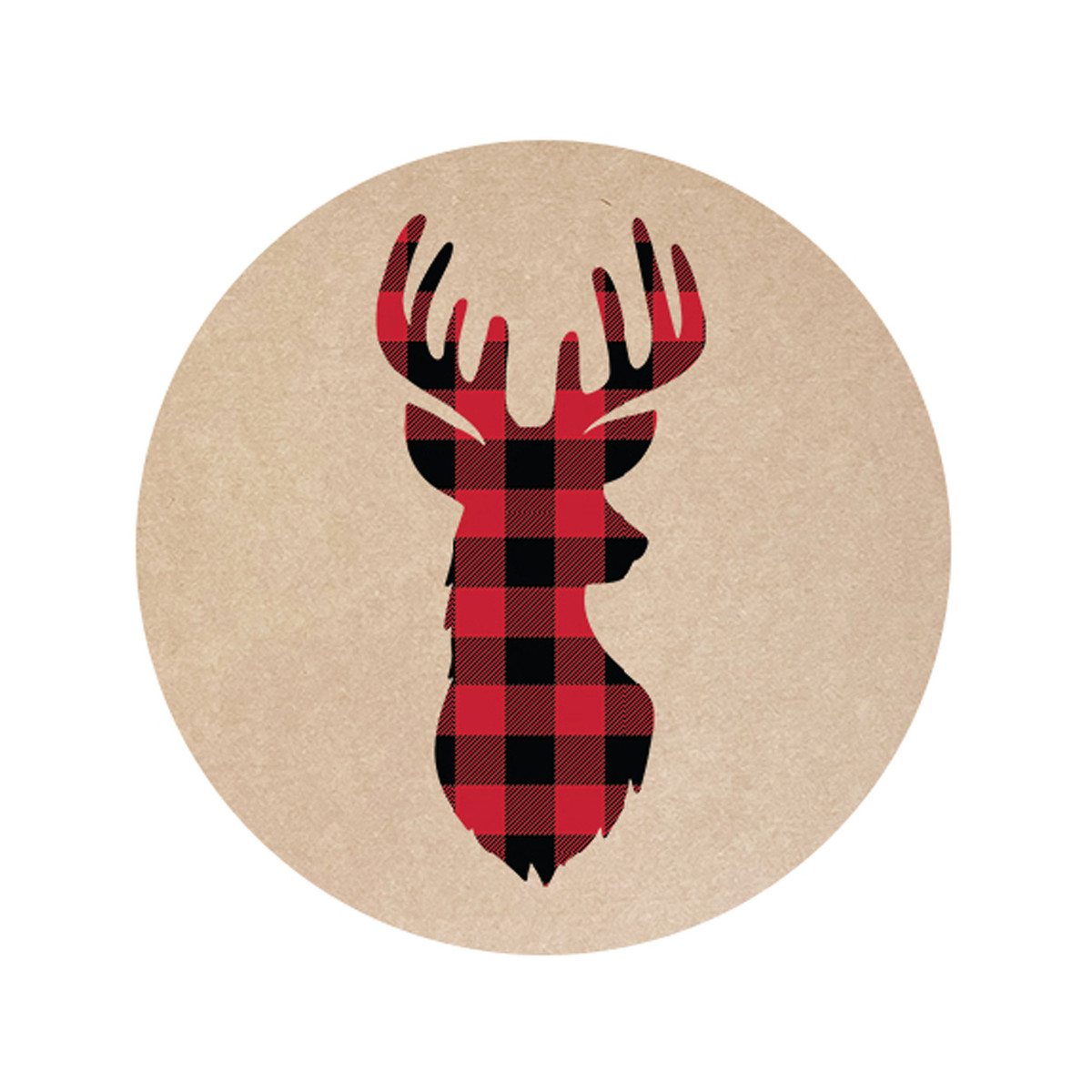 Plaid Deer Head Kraft - 1.5in.
