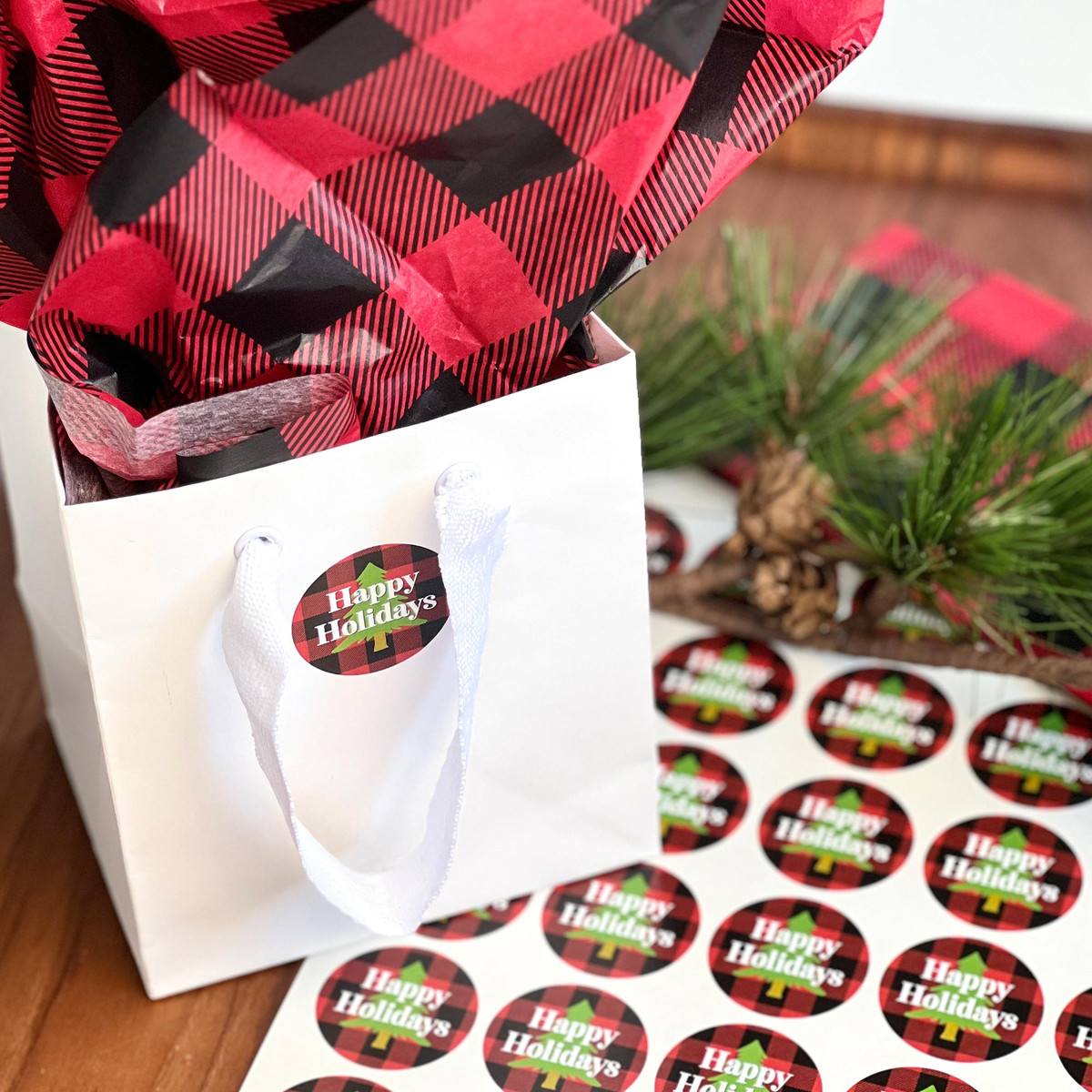 Tree Happy Holidays - 1.5in - 30pk