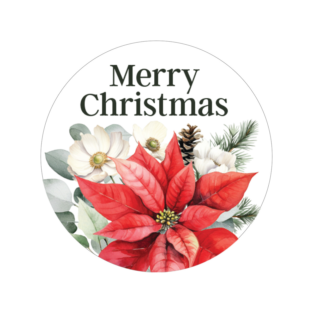 Merry Christmas Poinsettia - 1.5in.