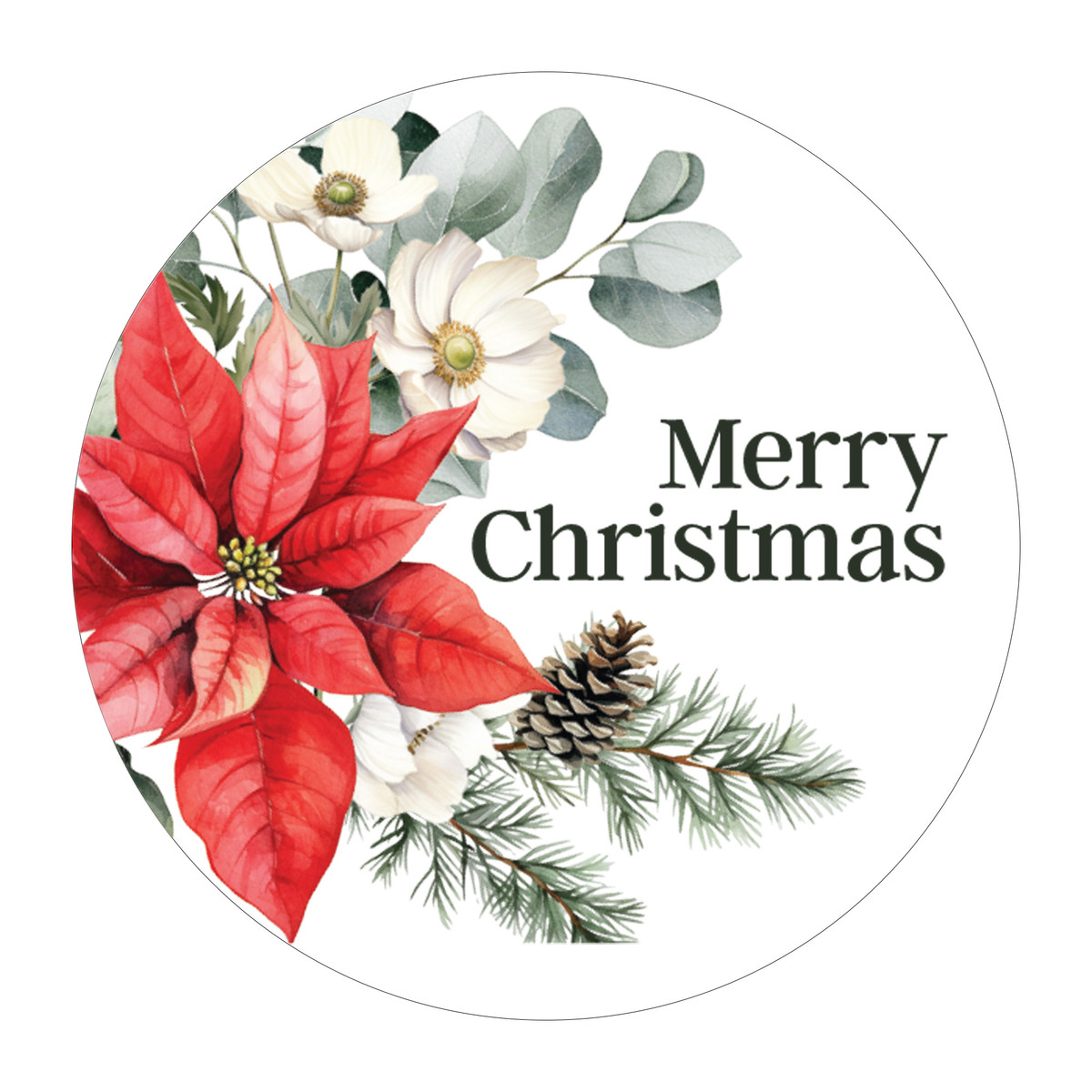 Merry Christmas Poinsettia - 1.9in.