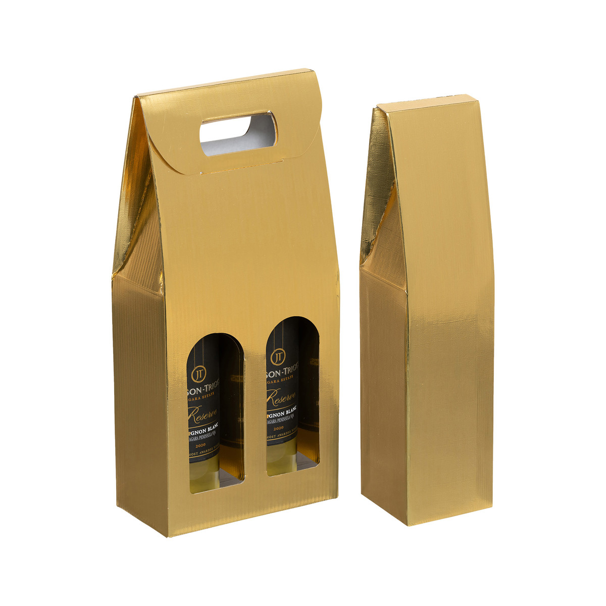 Image of Gold Linen Wine Boxes