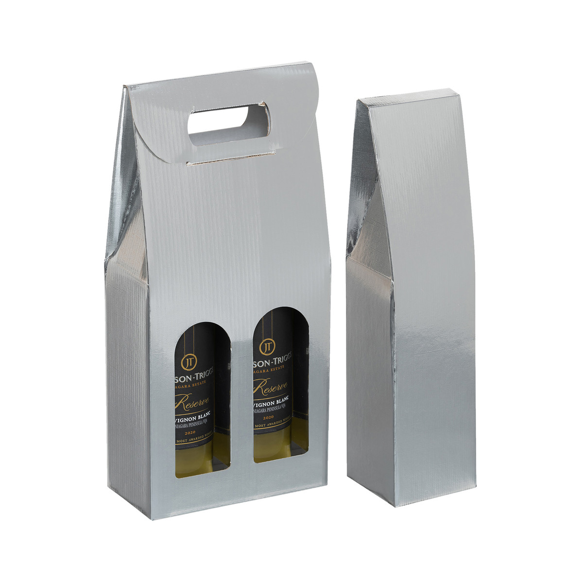Image of Silver Linen Wine Boxes