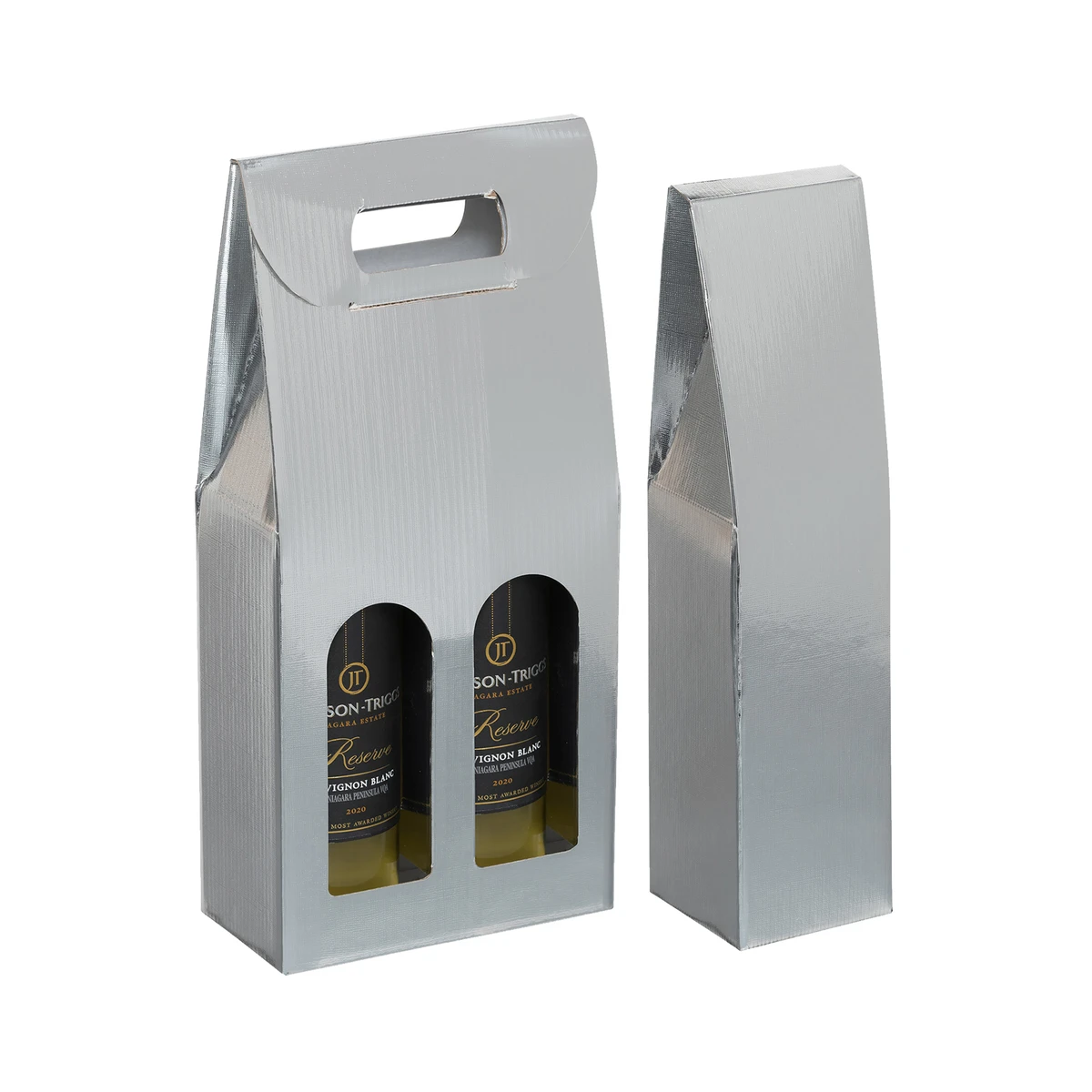 Image of Silver Linen Wine Boxes