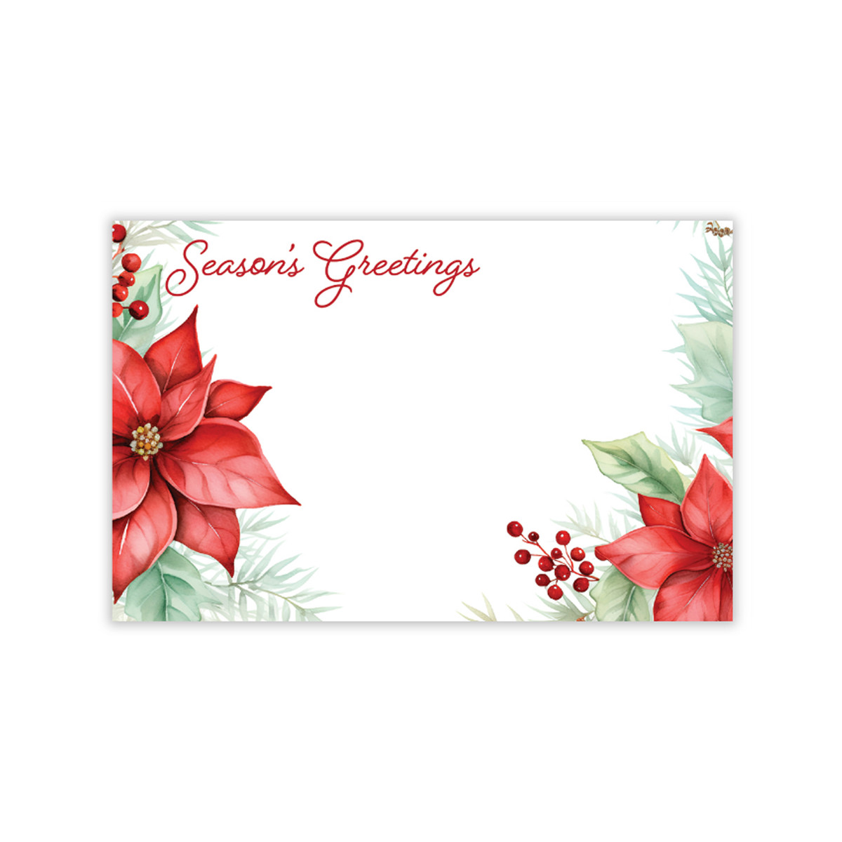 Season's Greetings Poinsettia - 3.5 x 2.25in.