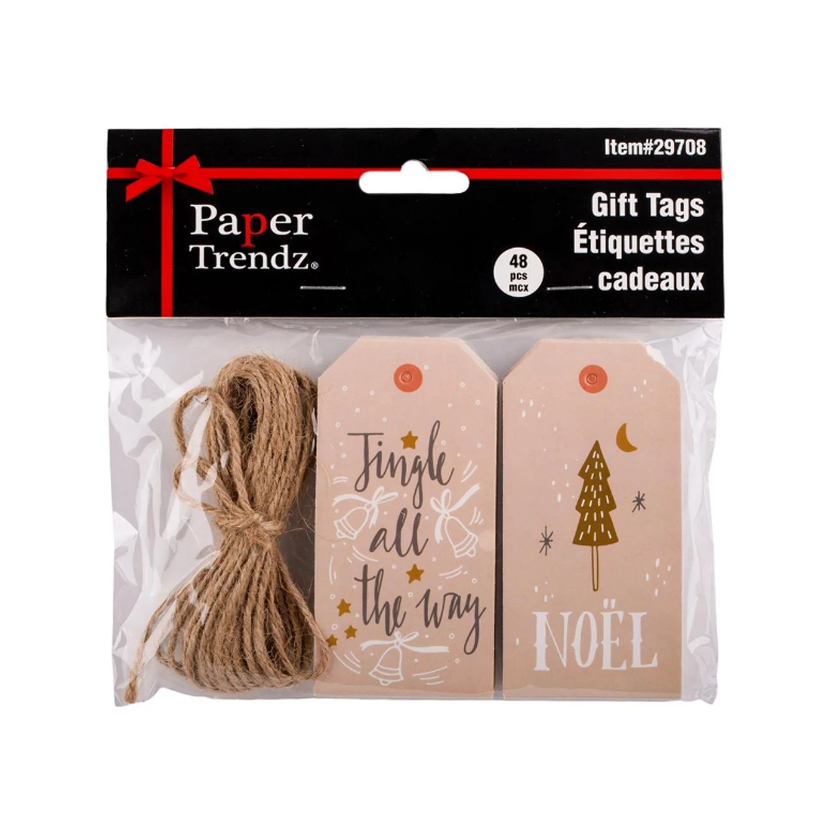 2x4in Light Kraft Christmas Luggage Tags w/String