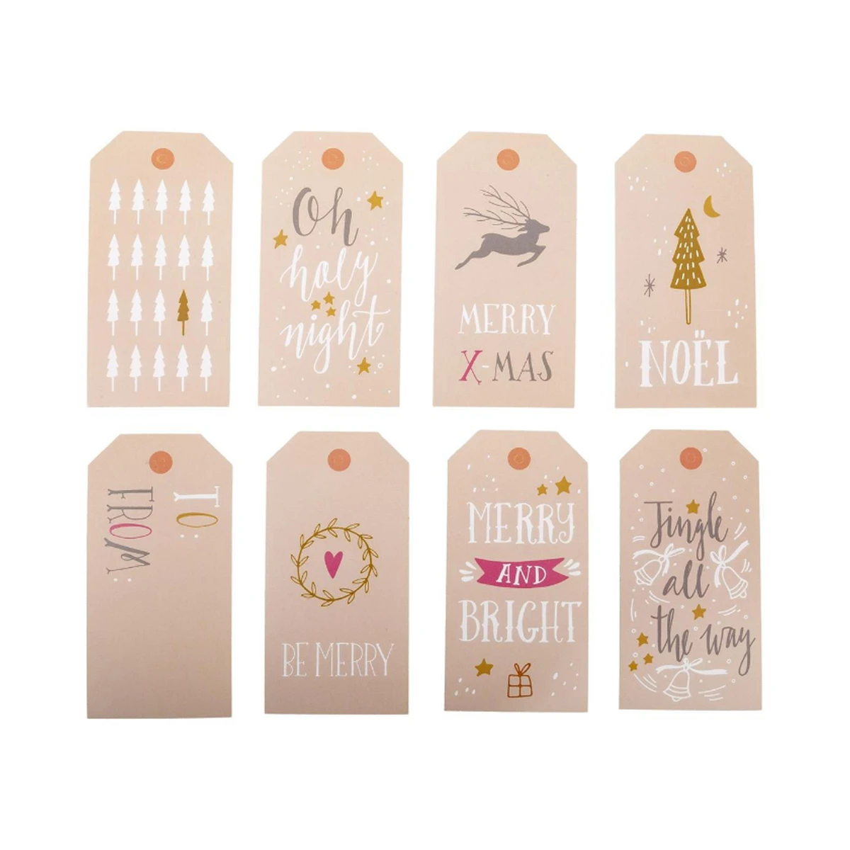 2x4in Light Kraft Christmas Luggage Tags w/String