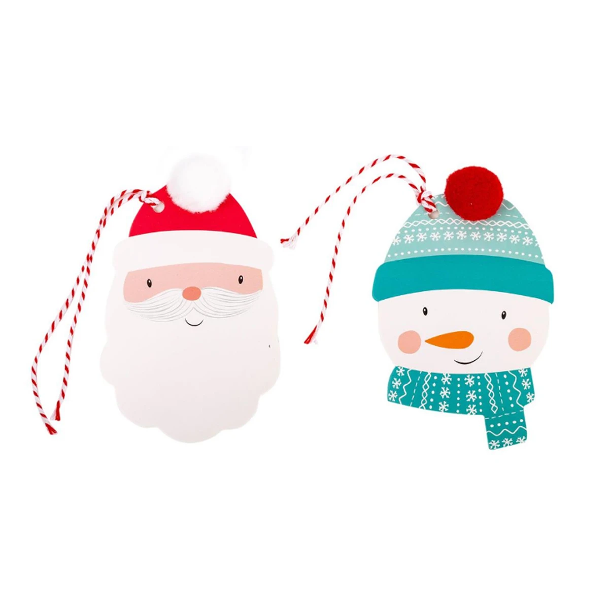 Santa & Snowman Pom Pom Hang Tags