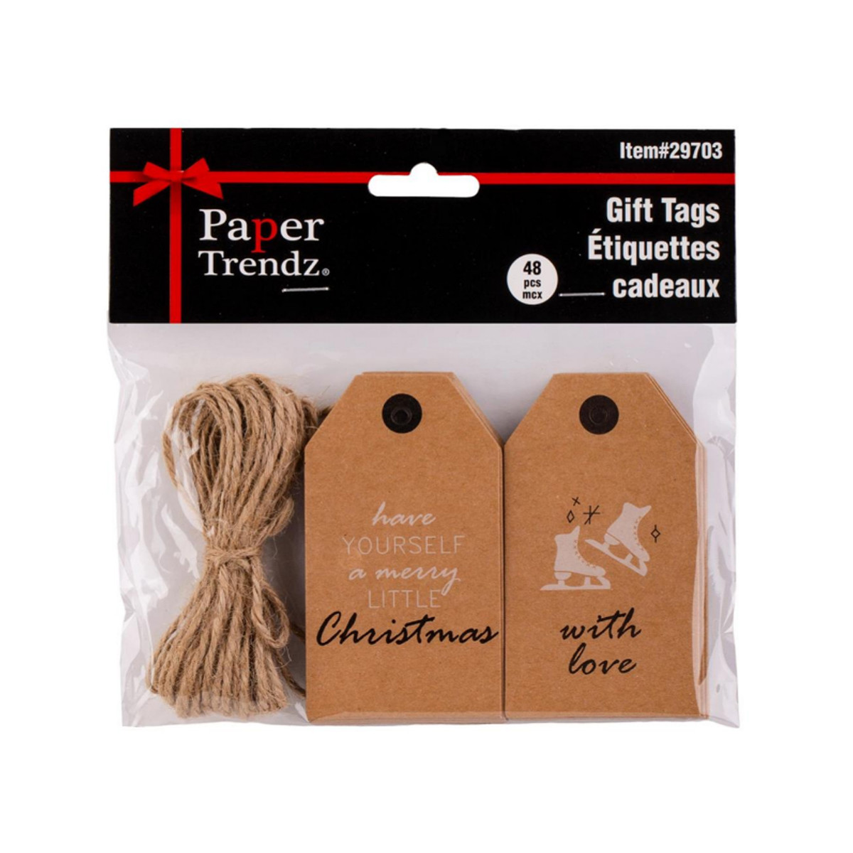 2x3.75in Kraft Christmas Luggage Tags w/String