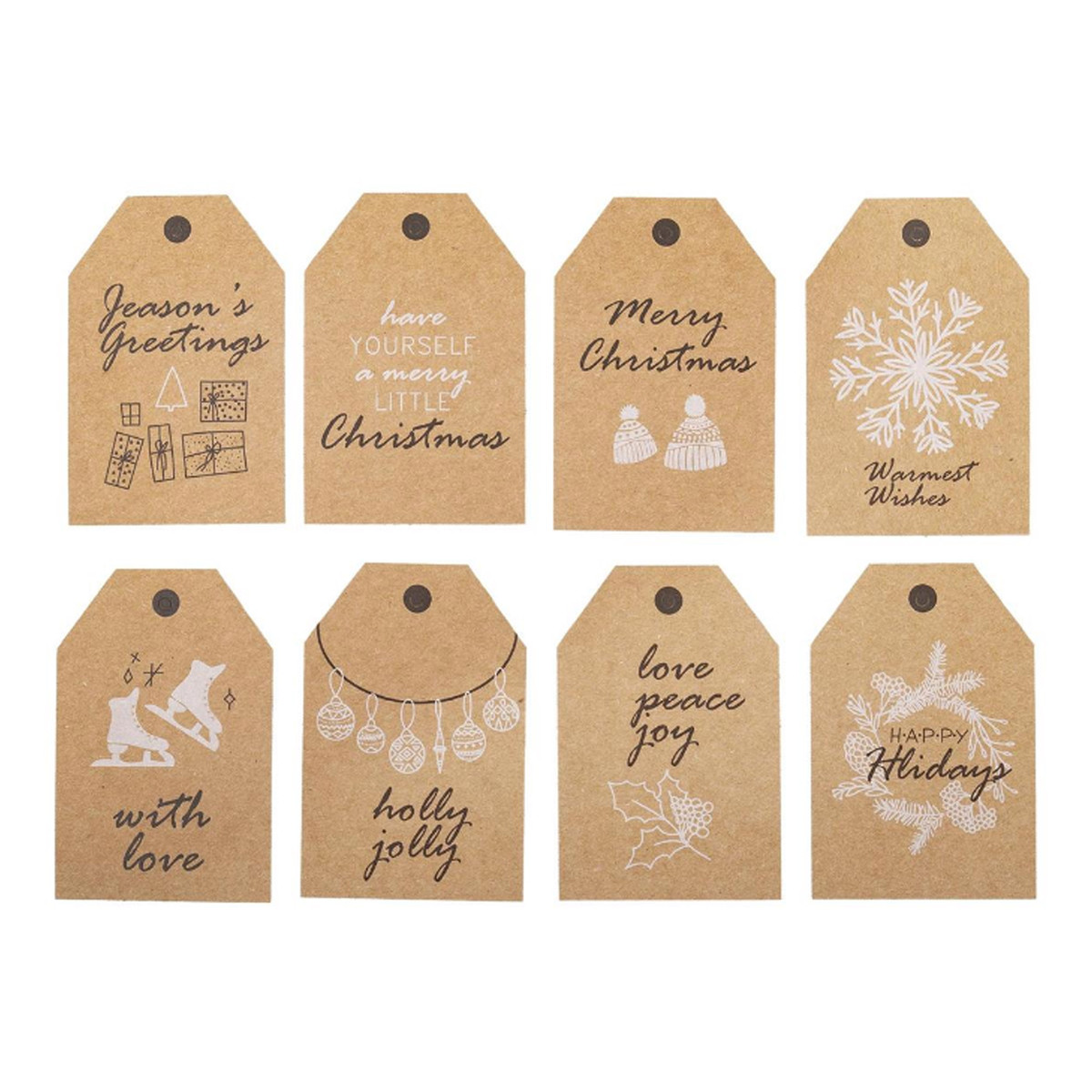 2x3.75in Kraft Christmas Luggage Tags w/String