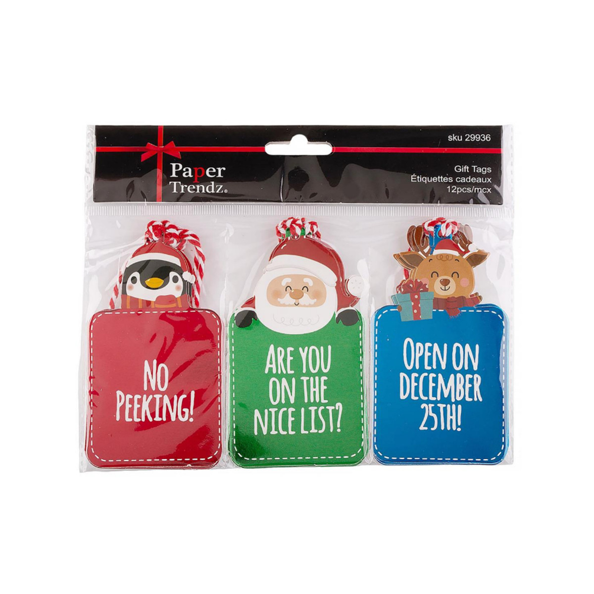 Santa, Pengiun & Reindeer Foil Hang Tags