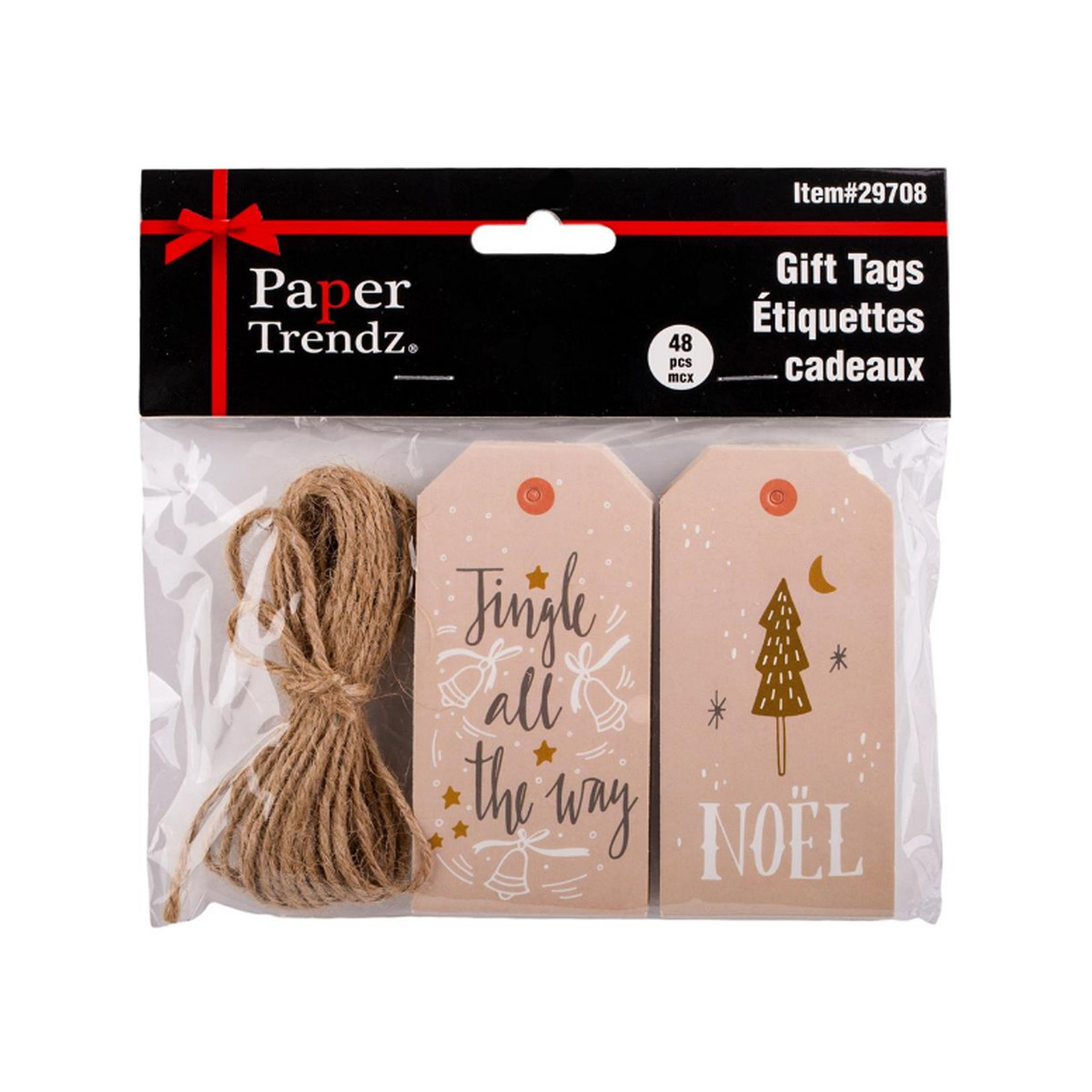 2x4in Light Kraft Christmas Luggage Tags w/String