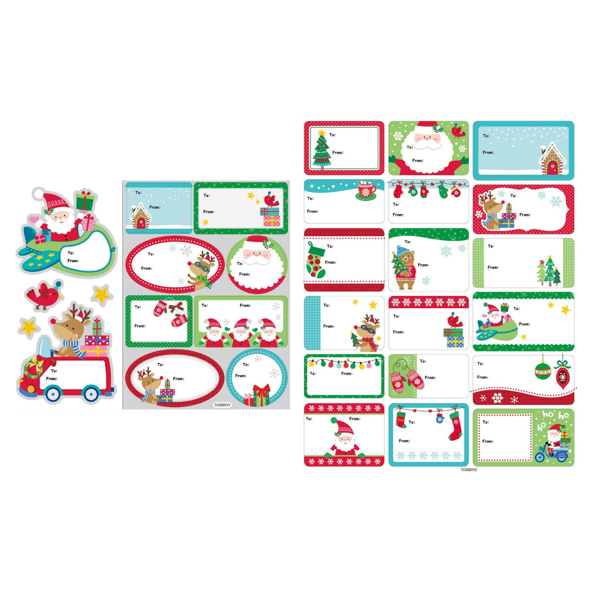 Santa & Deer Gift Tag Stickers