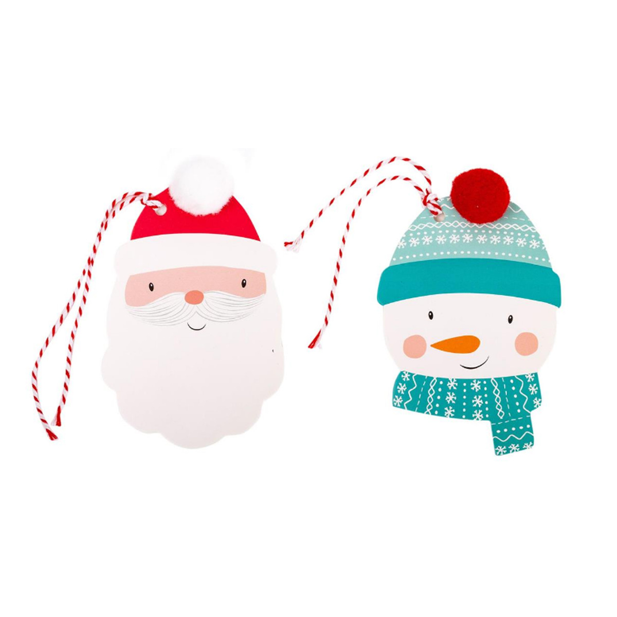 Santa & Snowman Pom Pom Hang Tags
