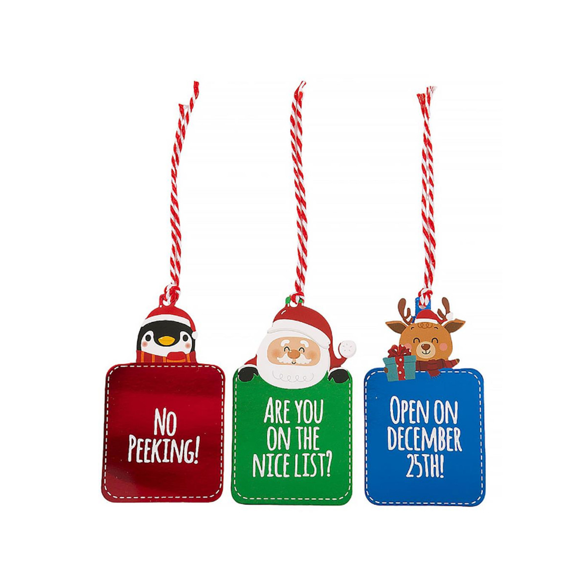 Santa, Pengiun & Reindeer Foil Hang Tags