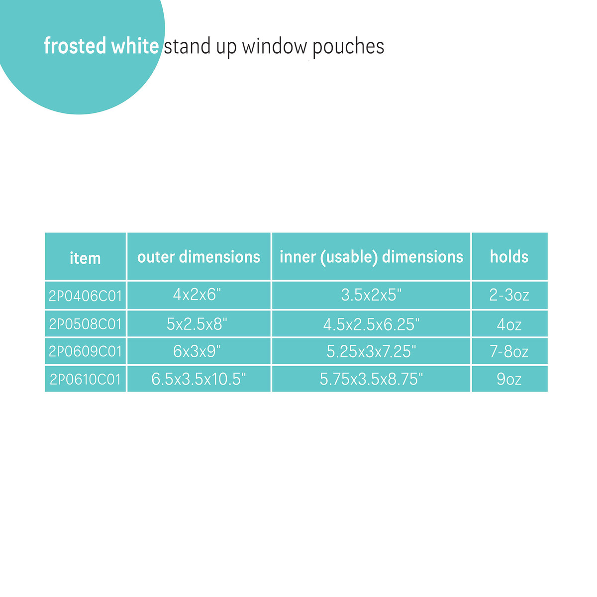 Image of Frosted White Stand Up Window Pouches