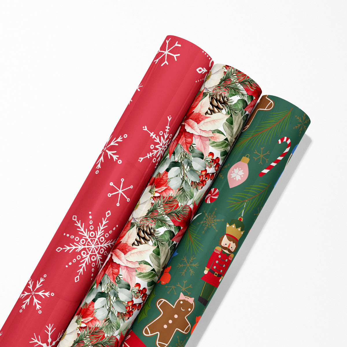 Metallic Gold with White Snowflakes