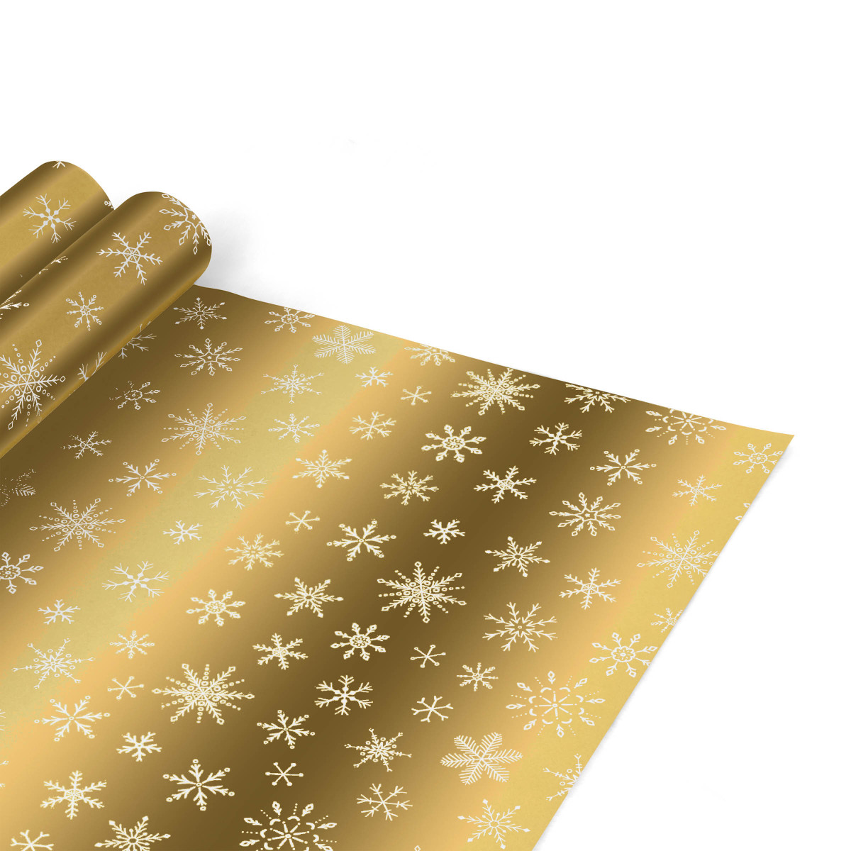 Metallic Gold with White Snowflakes
