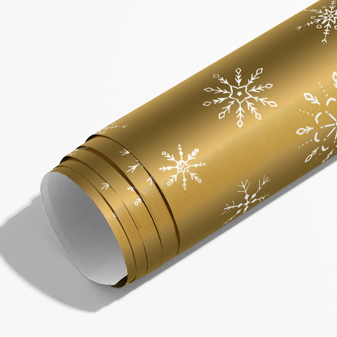 Metallic Gold with White Snowflakes