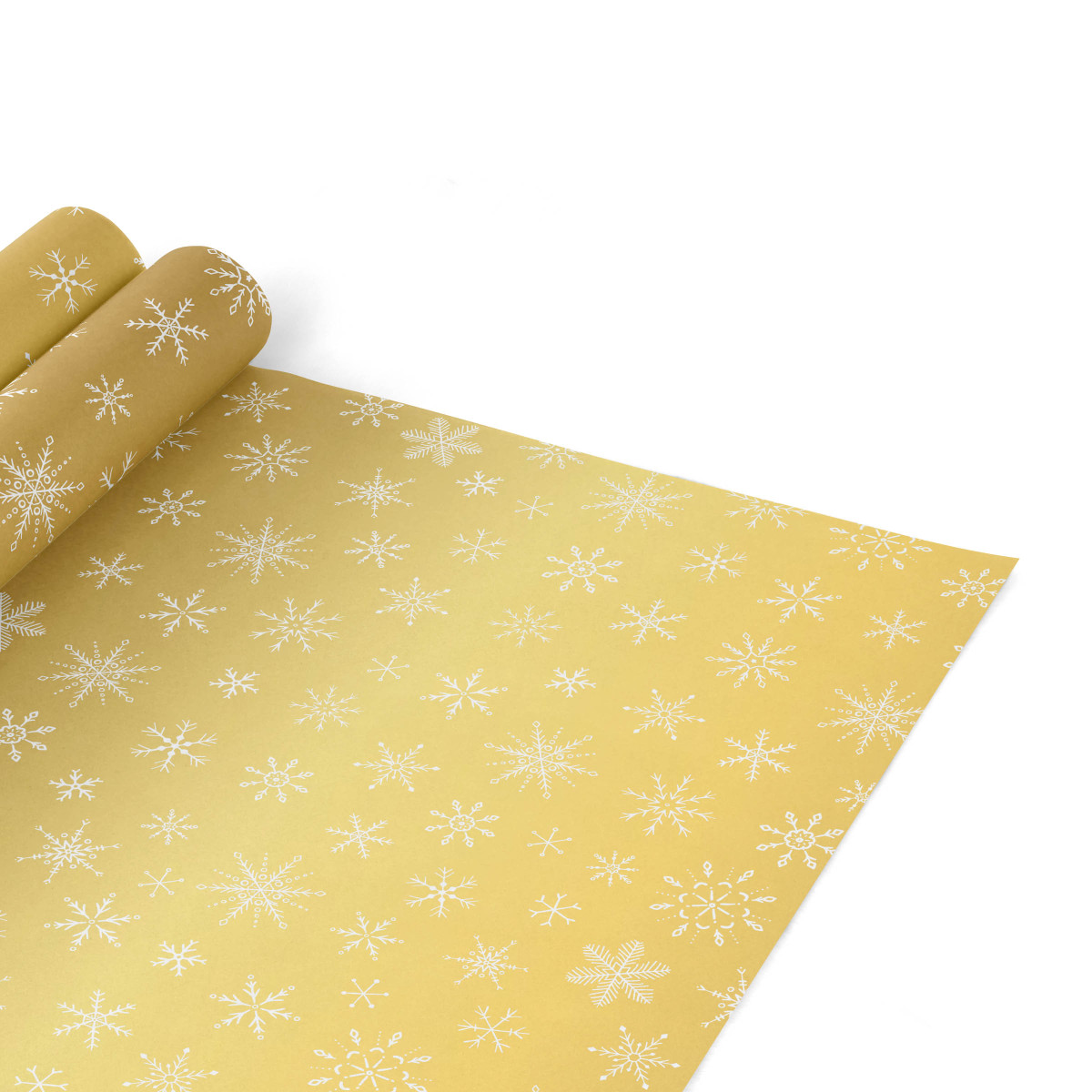 Metallic Gold with White Snowflakes