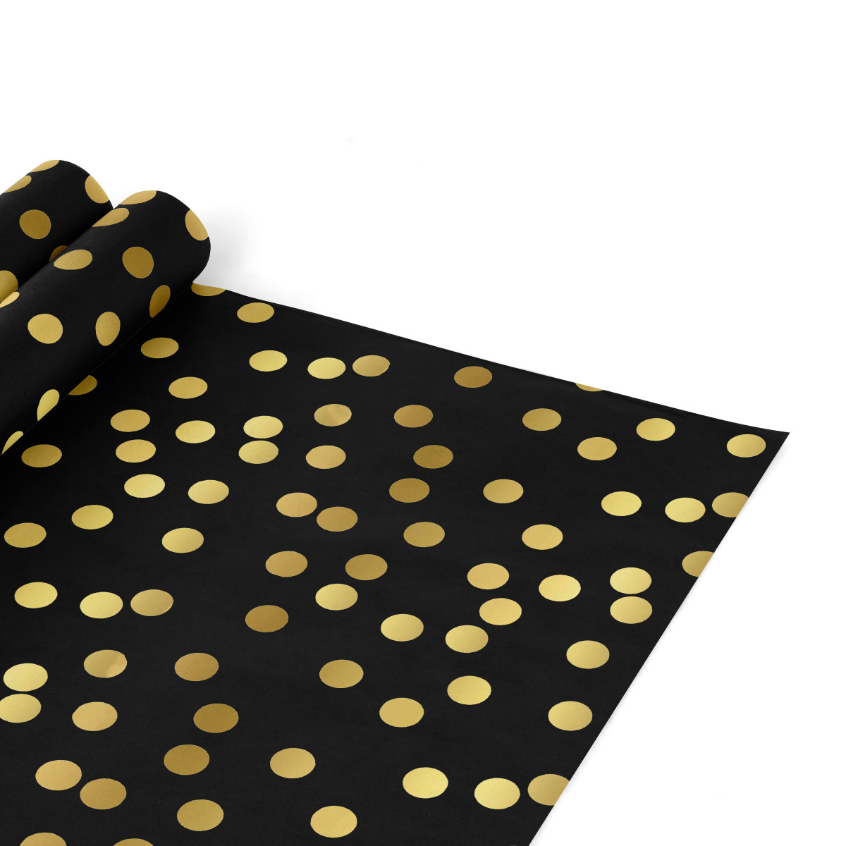 Image of Black & Gold Dot Gift Wrap - Manufacturer Defect