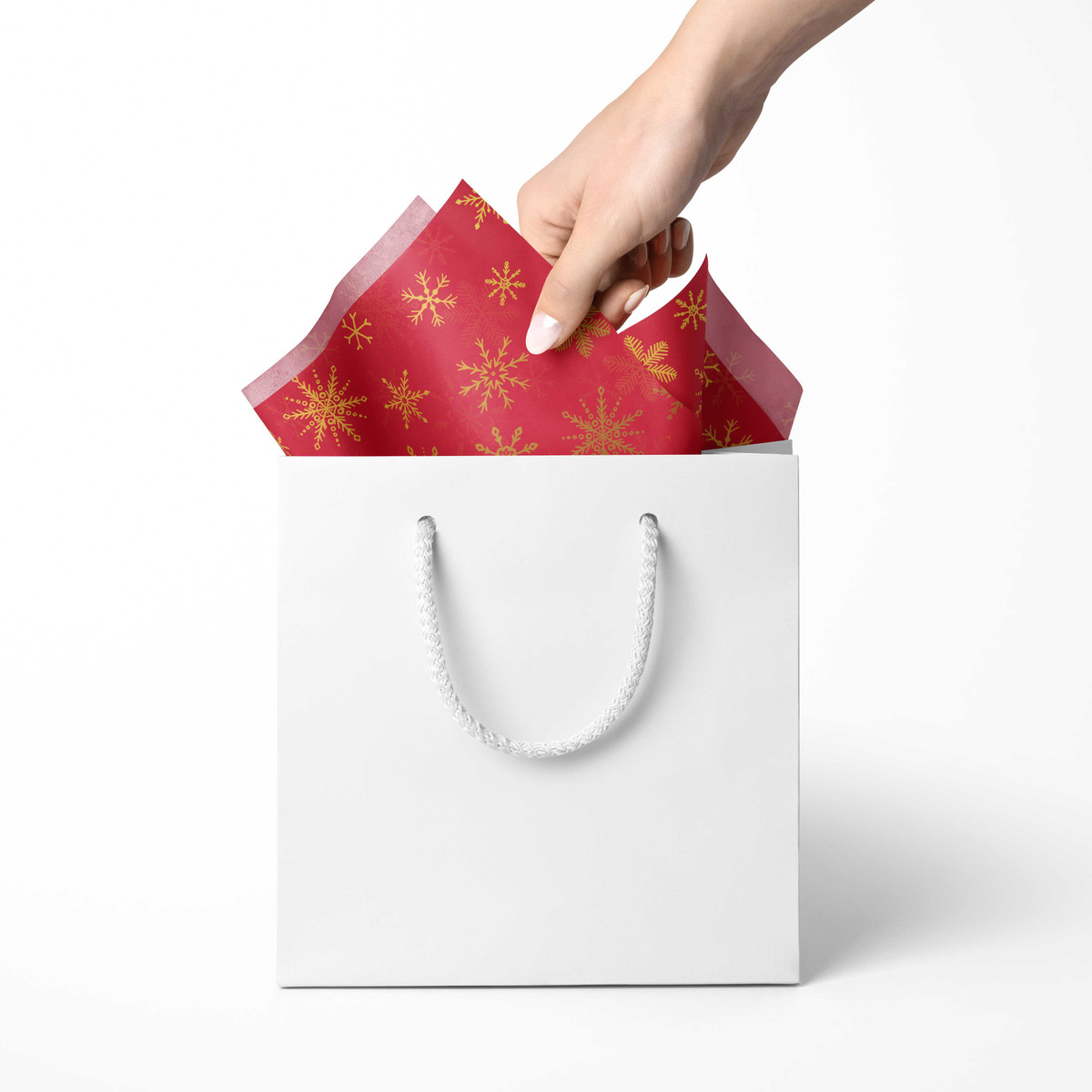 Red with Gold Snowflakes