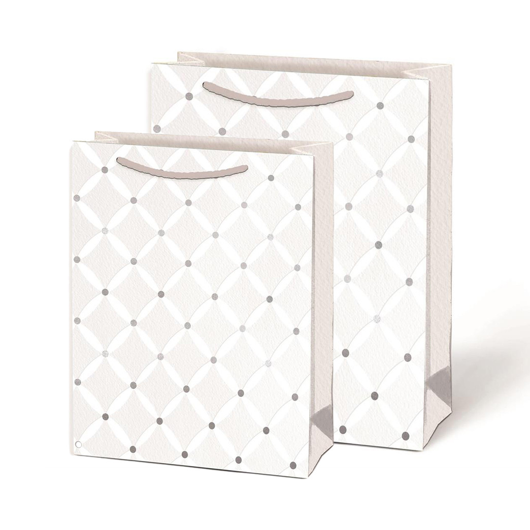 Image of White Embossed Quilted Gift Bags
