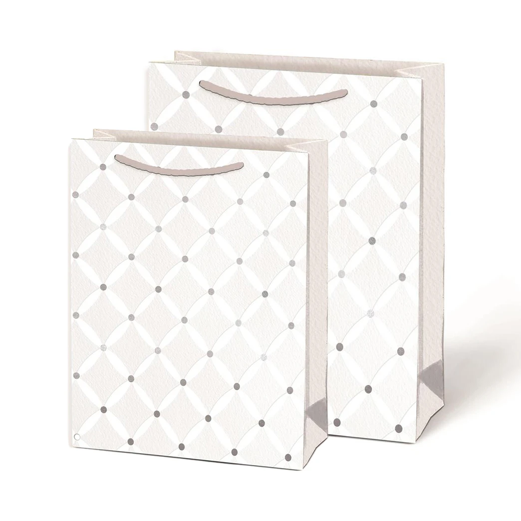 Image of White Embossed Quilted Gift Bags
