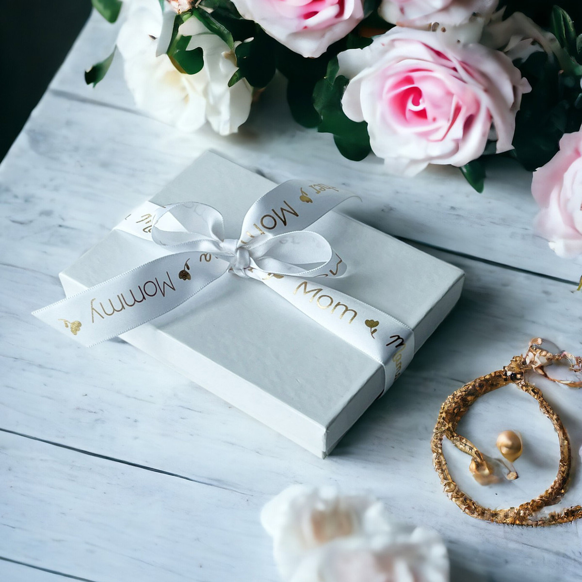 White - 7/8in x 25yd

White/Gold