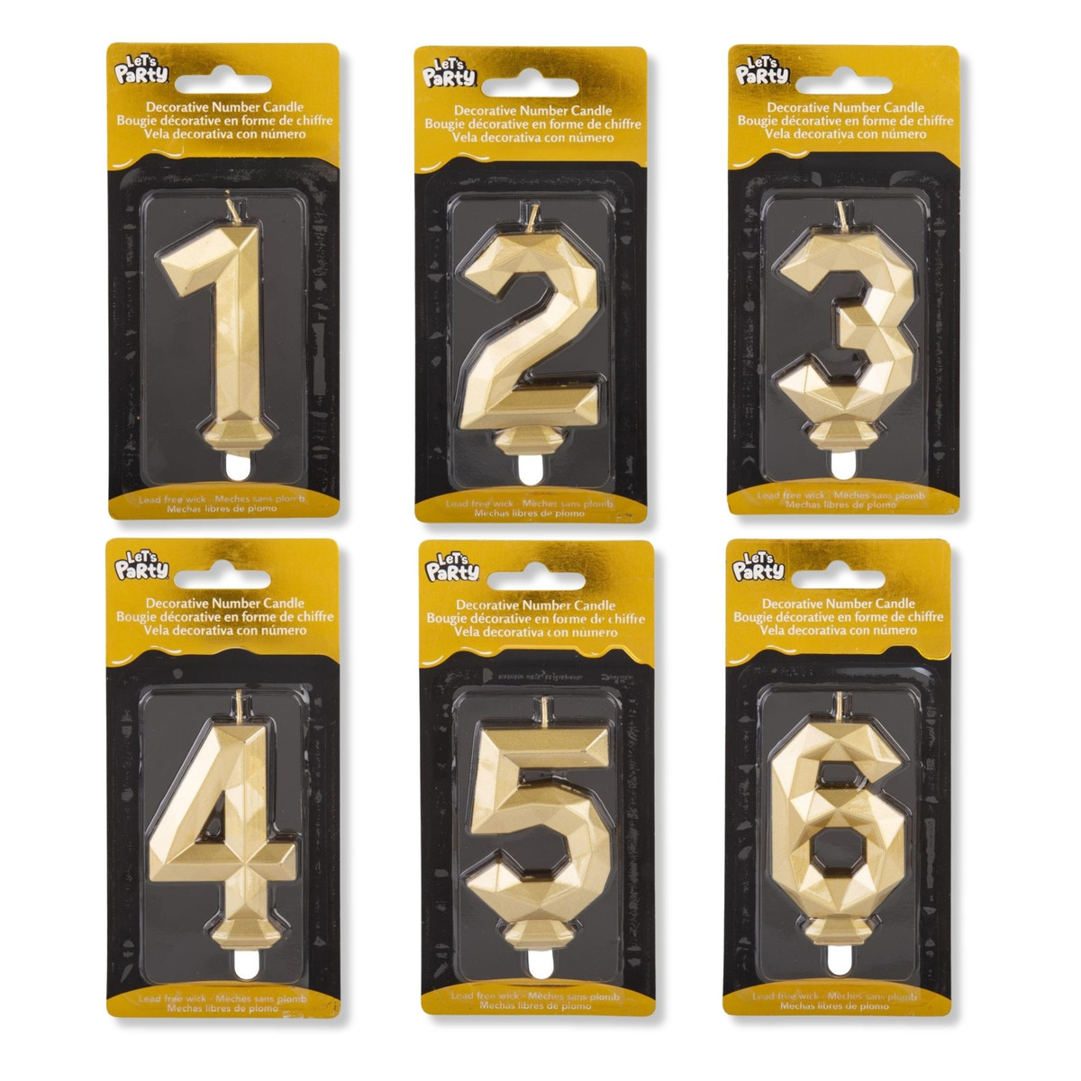 Image of Gold Diamond Cut Birthday Candles