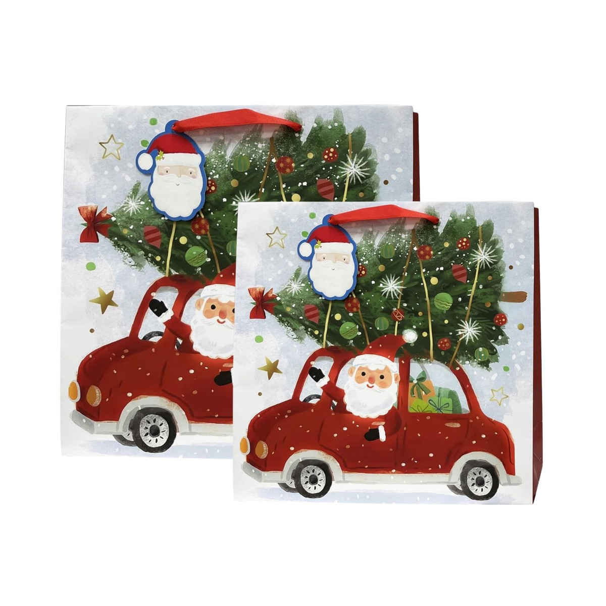 Image of Santa Car Square Christmas Gift Bags