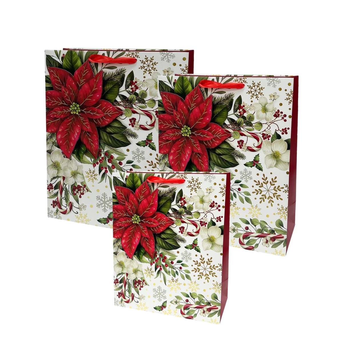 Image of Poinsettia Christmas Gift Bags