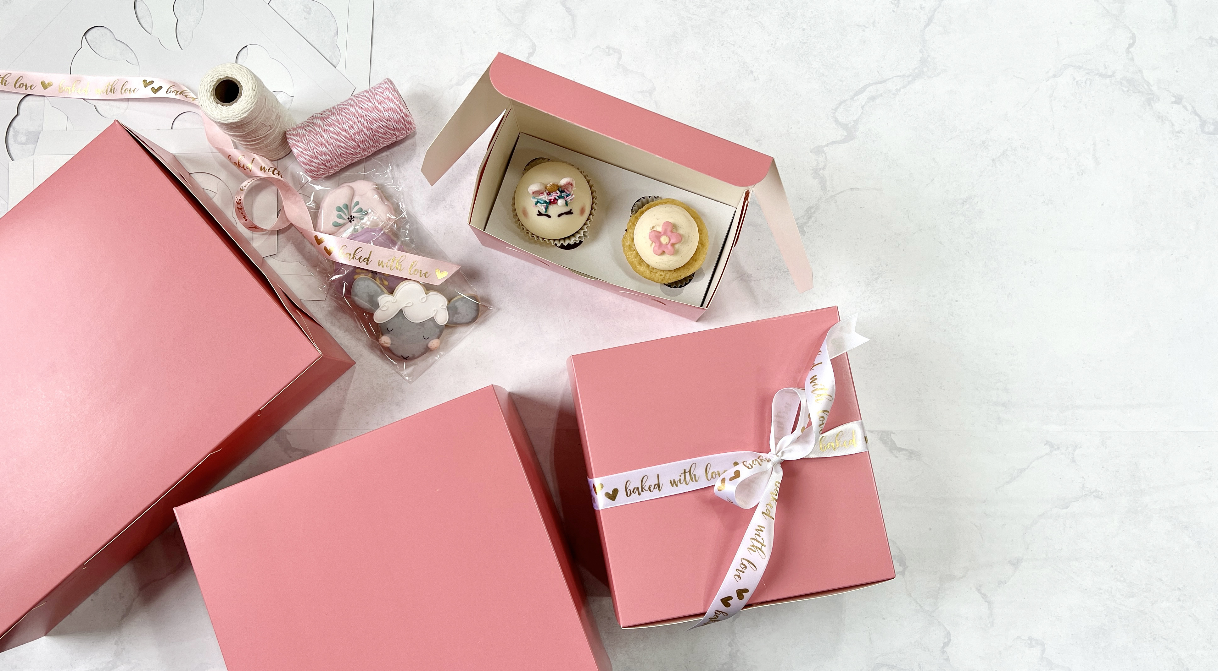 Pink bakery boxes