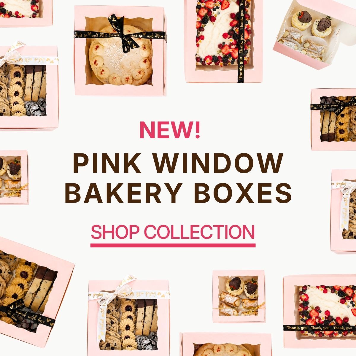 Pink Window Bakery Boxes