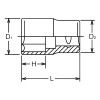 Koken 8400M-54, 1 Sq. Dr. Socket  54mm 6 point Length 72mm