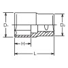 Koken 8400A-2.3/4, 1 Sq. Dr. Socket  2.3/4 6 point Length 88mm