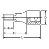 Koken 4012M.43-7, 1/2 Sq. Dr. Bit Socket  7mm Hex Length 43mm