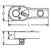 Koken 3753SM, 3/8 Sq. Dr. Ratchet Handle  24 teeth Short Length 81mm