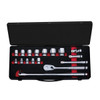 Nepros NTB417AZ, 1/2"sq. Socket Wrench Set (6pt.) Metric (11pcs.) with Steel Case