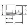 Koken 4405W-3/8, 1/2 Sq. Dr. Socket Whitworth 3/8 12 point Length 37mm