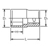 Koken 4400W-5/16, 1/2 Sq. Dr. Socket Whitworth 5/16 6 point Length 37mm