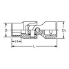 Koken 4440M-14, 1/2 Sq. Dr. Universal Socket  14mm 6 point Length 66mm