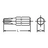 Koken 108T.25-T20H, 1/4 Hex Dr. Tamper-Resistant TORXÂ® T20H Bit - Length 25mm