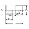 Koken 4109M-21.5, 1/2 Sq. Dr. Socket  21.5mm Double Square Length 40mm For Lubrication service