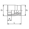 Koken 4400MZ-30, 1/2 Sq. Dr. Socket  30mm 6 point Length 31mm Z-series