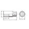 Koken 4300M-21(L60), 1/2 Sq. Dr. Wheel Nut Socket  21mm 6 point Length 60mm