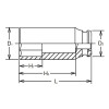 Koken 18301M-39, 1 Sq. Dr. Socket  39mm 6 point Length 108mm Thin walled