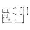 Koken 14012M.60-14, 1/2 Sq. Dr. Bit Socket  14mm Hex Length 60mm