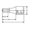Koken 4012M.43-22, 1/2 Sq. Dr. Bit Socket  22mm Hex Length 43mm