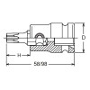Koken 14134T.58-T30, 1/2 Sq. Dr. Bit Socket TORXÂ® T30  Length 58mm