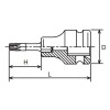 Koken 14025.60-T55, 1/2 Sq. Dr. Bit Socket TORXÂ® T55  Length 60mm